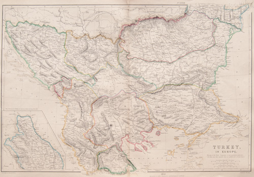 original antique map of Turkey and the region